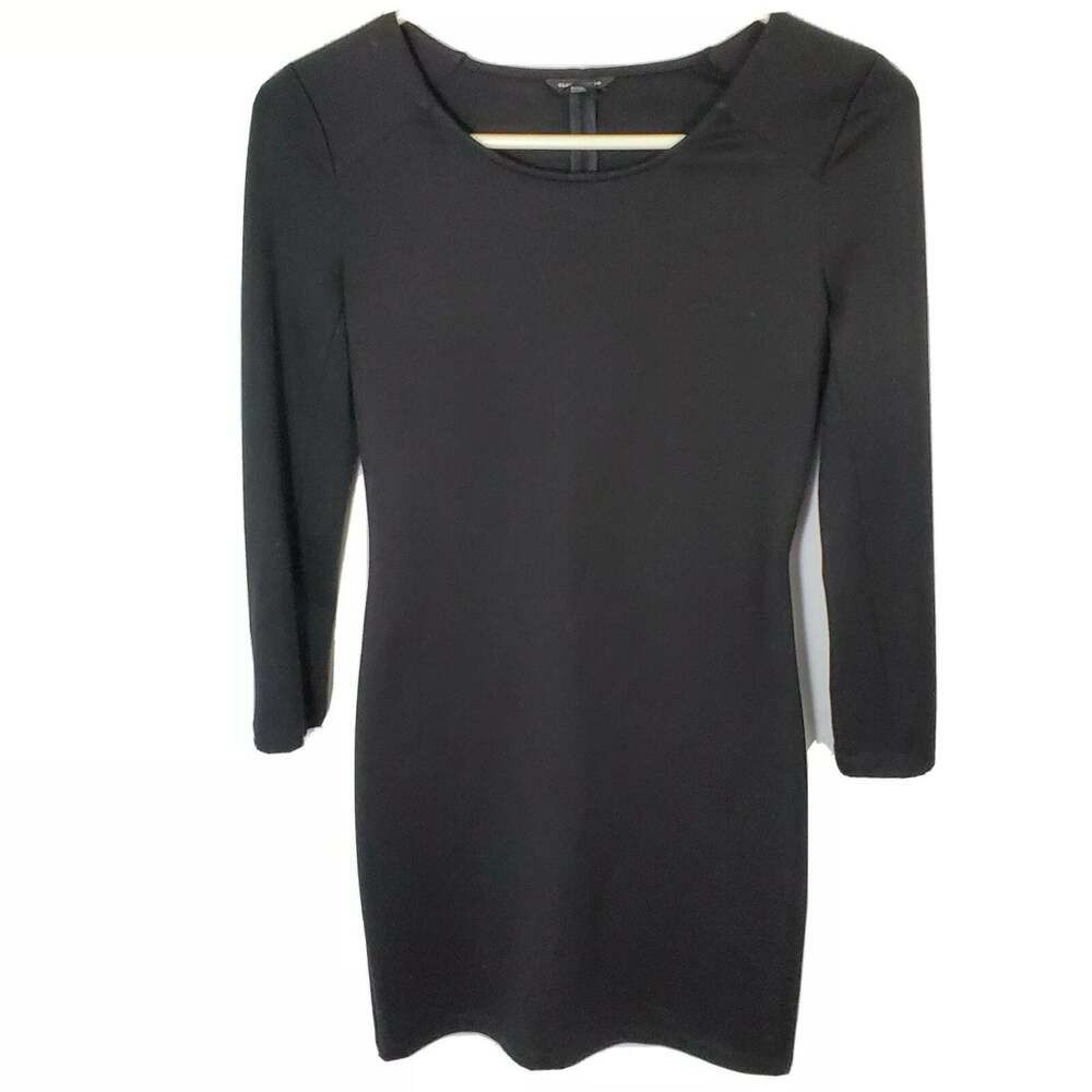 Club Monaco Black Long Sleeve Sheath Bodycon Dress Size 00 Stretch Career Mini